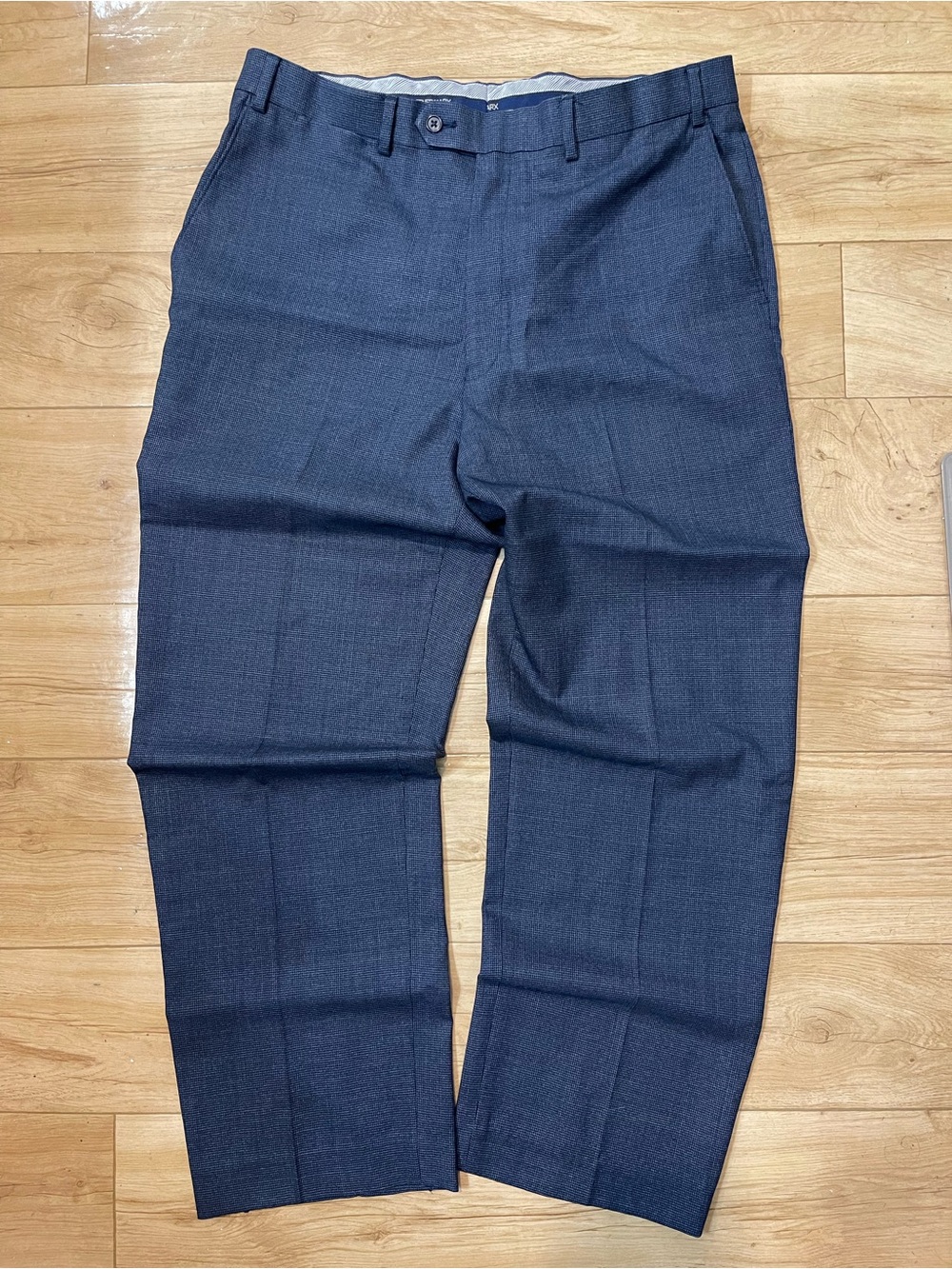 Hart Schaffner Marx Slate Blue Wool Flat-Front Dress Pants
